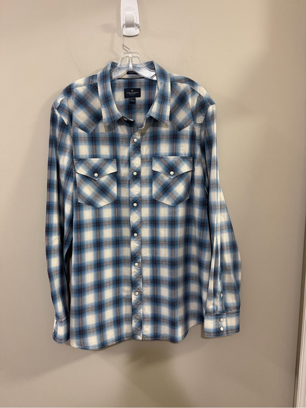 Men's American Eagle Outfitters Plaid Pearl Snap Western Button-Down Shirt